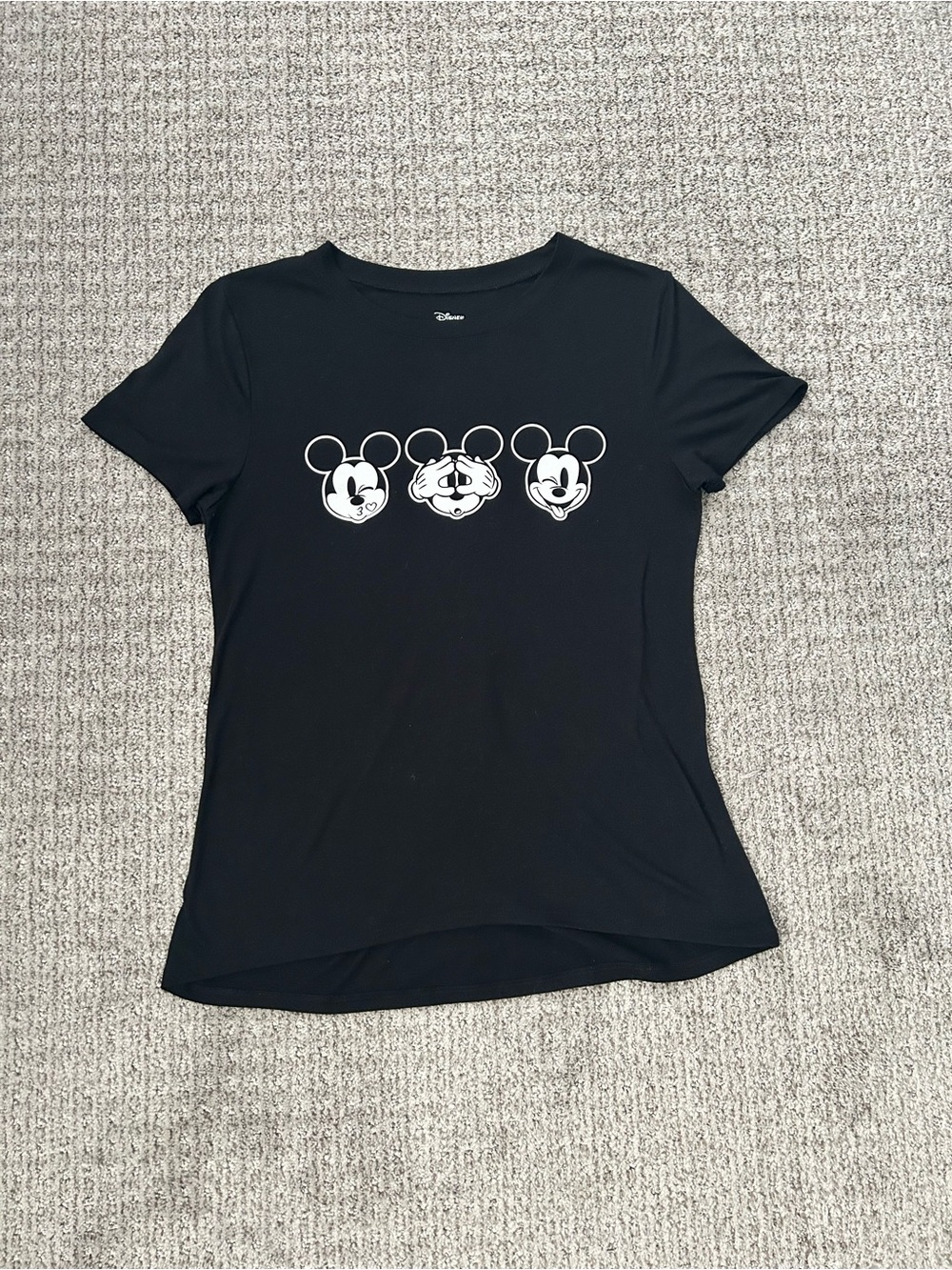 Disney Black Tee with White Mickey Faces
